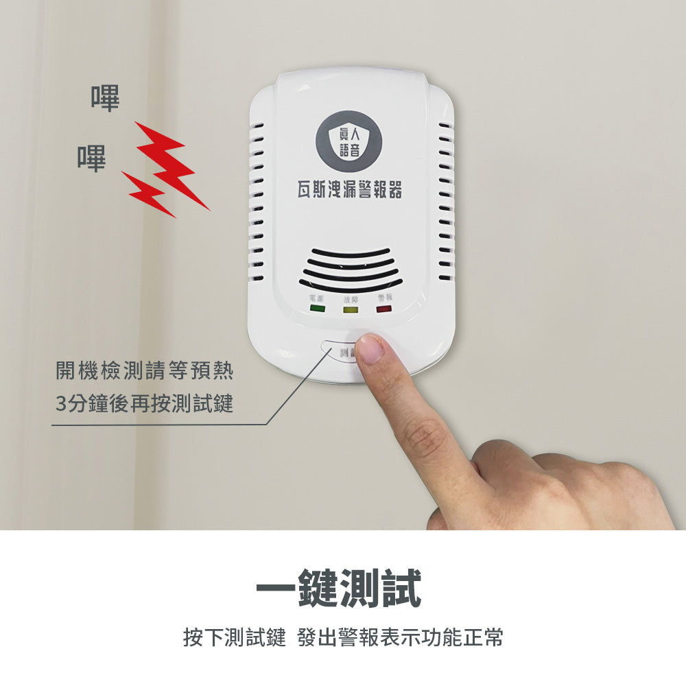 Voice-activated gas alarm