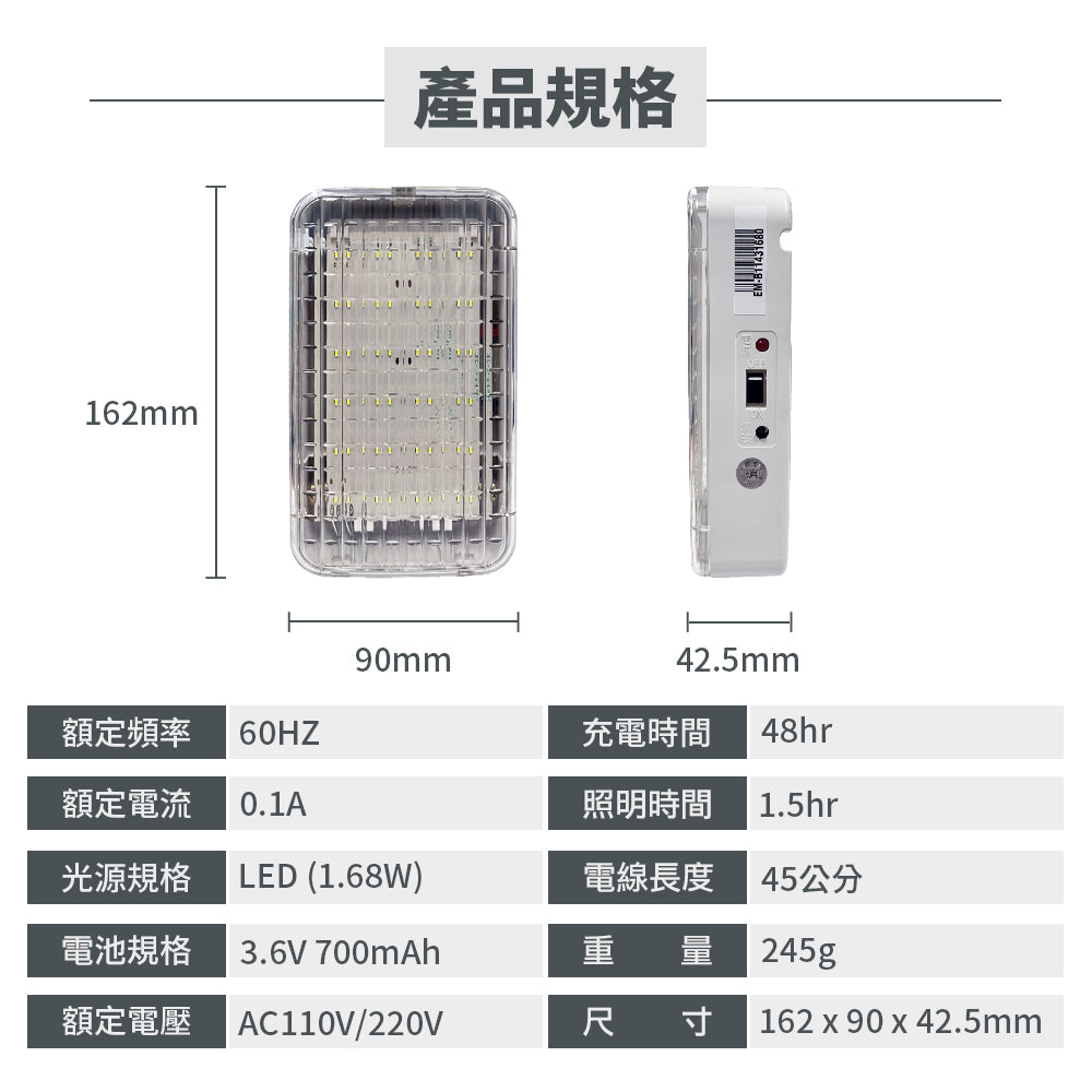 LED高效型壁掛式緊急照明燈