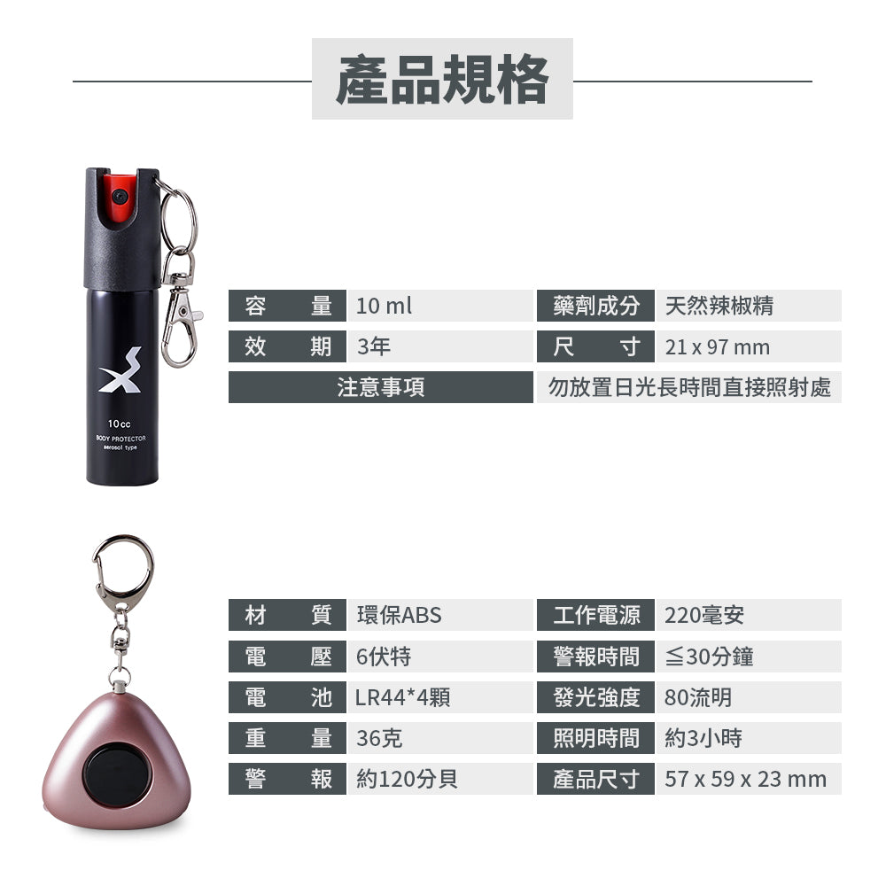防狼噴霧+防身警報器 超值組合