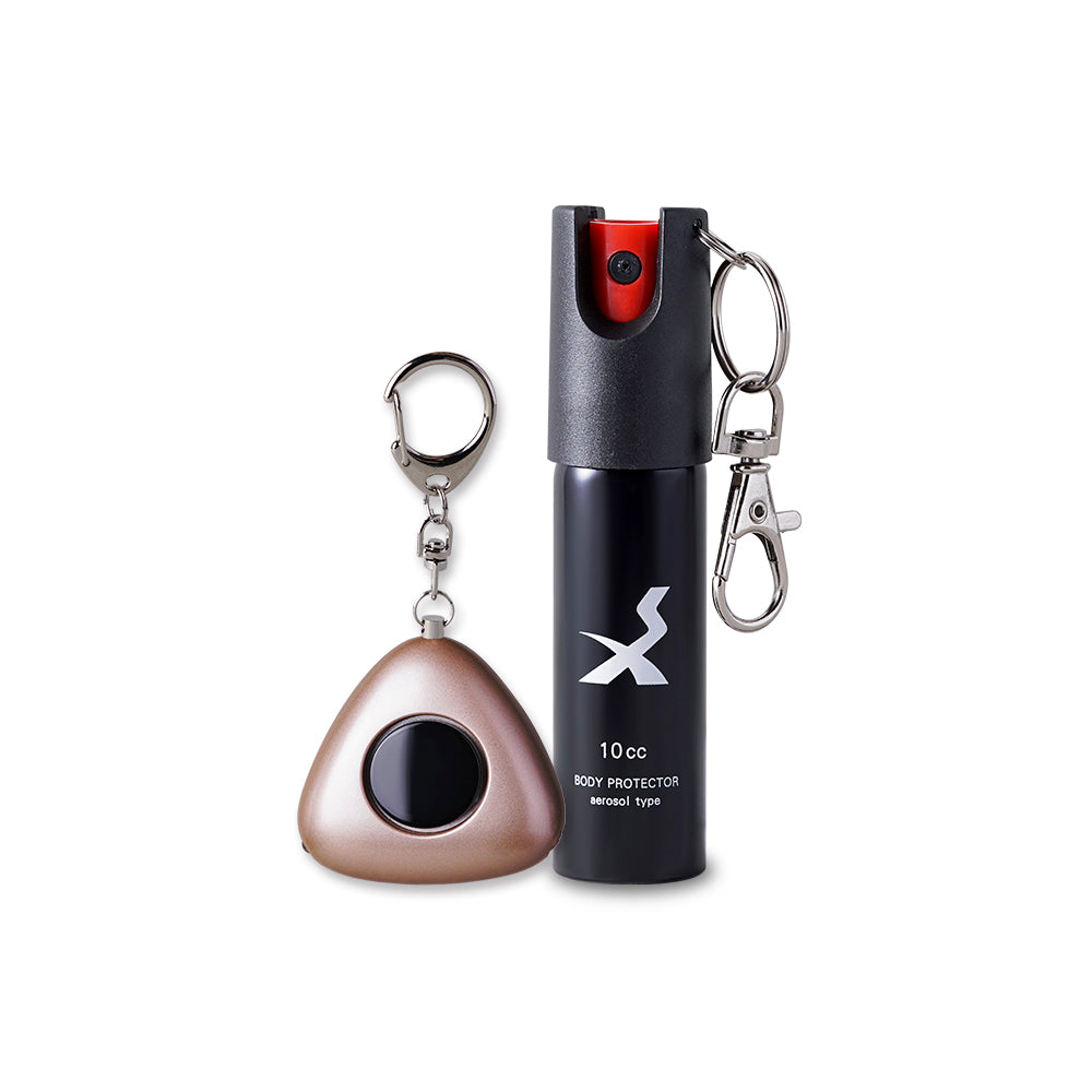 Self-defense spray and alarm