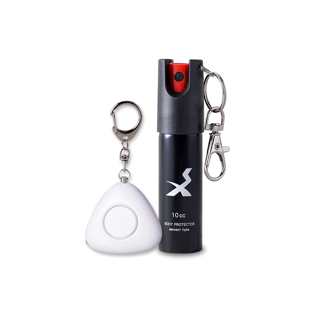 Self-defense spray and alarm